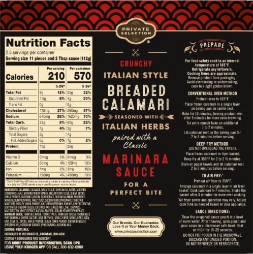 Private Selection® Oven Ready Breaded Calamari with Marinara Sauce Perspective: left