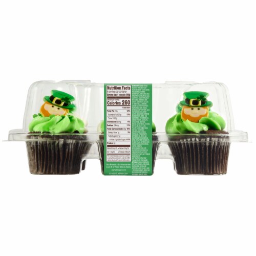 Bakery Fresh Goodness St. Patrick's Day Chocolate Cupcakes with Buttercreme Icing Perspective: left