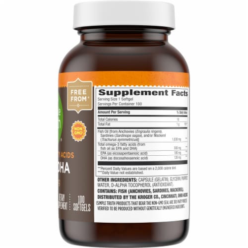 Simple Truth® Omega-3 Fatty Acids EPA & DHA Softgels 300mg Perspective: left