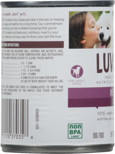 Luvsome® Beef & Rice Entree Wet Dog Food Perspective: left