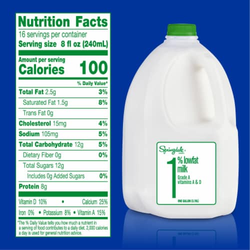 Springdale® 1% Lowfat Milk Gallon Perspective: left