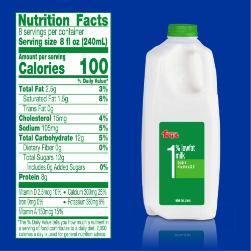 Fry's 1% Lowfat Milk Half Gallon Perspective: left