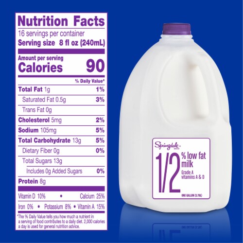Springdale® 1/2% Lowfat Milk Gallon Perspective: left