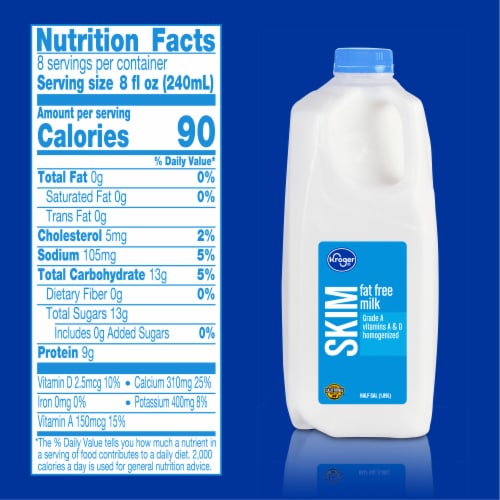 Kroger Fat Free Skim Milk 1 2 Gal