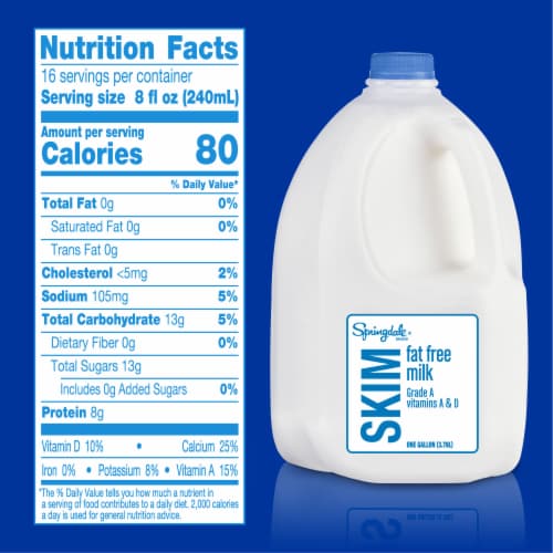 Springdale® Skim Fat Free Milk Gallon Perspective: left