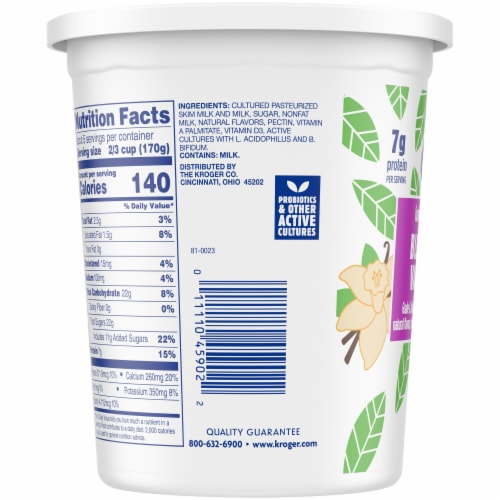 Kroger® Blended Vanilla Lowfat Yogurt Tub Perspective: left