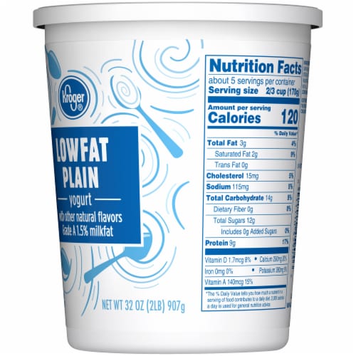 Kroger® Plain Lowfat Yogurt Tub Perspective: left