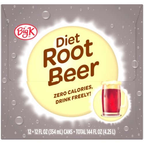 Kroger Big K® Diet Root Beer Soda Can Perspective: left