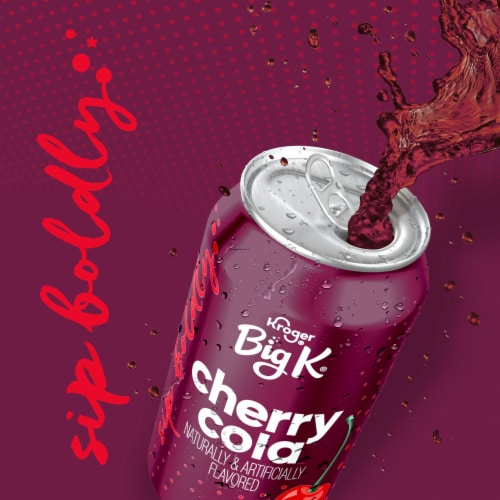 Big K® Cherry Cola Soda Cans Perspective: left