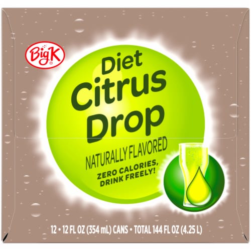 Kroger Big K® Diet Citrus Drop Soda Can Perspective: left