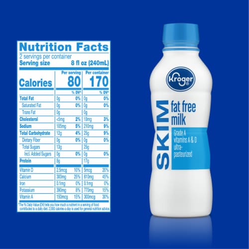 Kroger® Fat Free Skim Milk Bottle Perspective: left