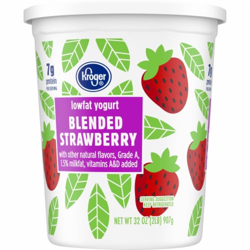 Kroger Strawberry Low Fat Yogurt Tub Perspective: left