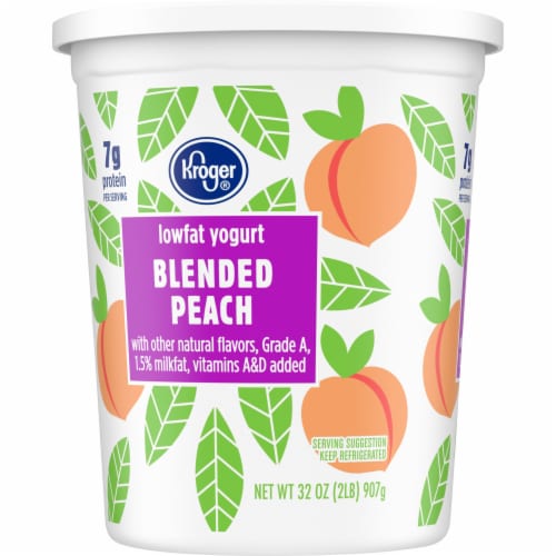 Kroger Peach Low Fat Yogurt Tub Perspective: left