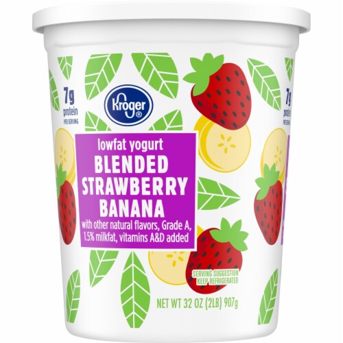 Kroger® Blended Strawberry Banana Lowfat Grade A Yogurt Perspective: left