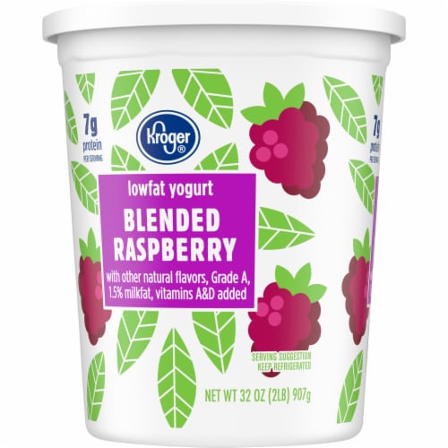 Kroger® Blended Raspberry Lowfat Yogurt Tub Perspective: left