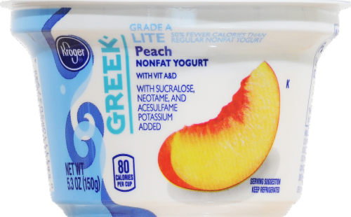 Kroger® Lite Peach Greek Nonfat Yogurt Perspective: left