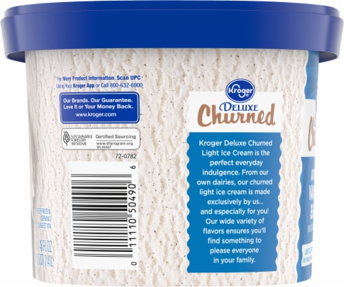 Kroger® Deluxe Churned Artisan Vanilla Bean Light Ice Cream Tub Perspective: left