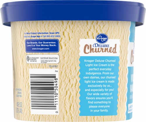 Kroger® Deluxe Churned Vividly Vanilla Light Ice Cream Tub Perspective: left