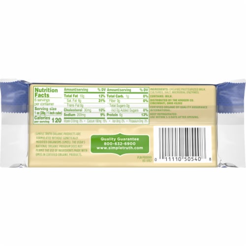 Simple Truth Organic® Sharp White Cheddar Cheese Bar Perspective: left