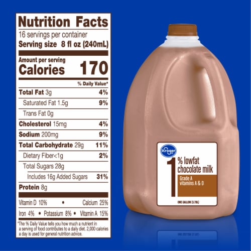 Kroger® 1% Low Fat Chocolate Milk Jug Perspective: left