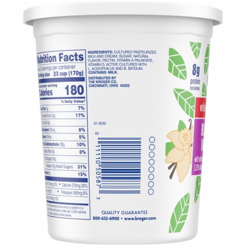 Kroger® Vanilla Whole Milk Yogurt Tub Perspective: left