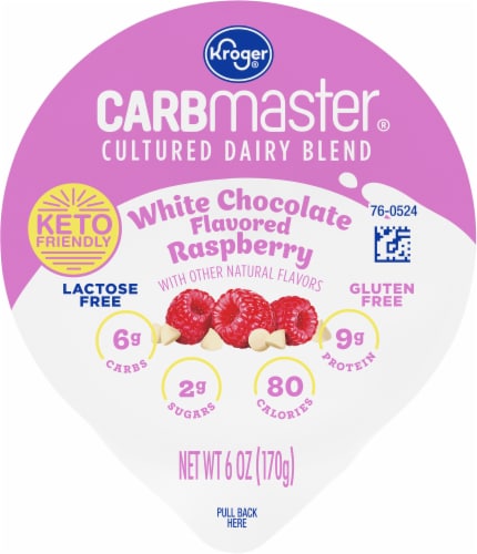 Kroger Carbmaster White Chocolate Raspberry Lowfat Yogurt Cup Perspective: left