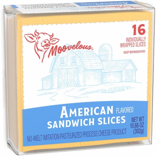Moovelous American Cheese Sandwich Slices Perspective: left