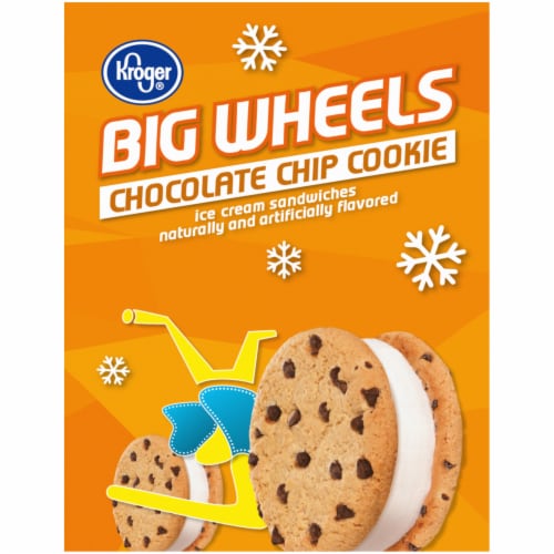 Kroger® Big Wheels Chocolate Chip Cookie Ice Cream Sandwiches Perspective: left