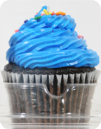 Whipped Satin Chocolate Cupcake With Icing Perspective: left