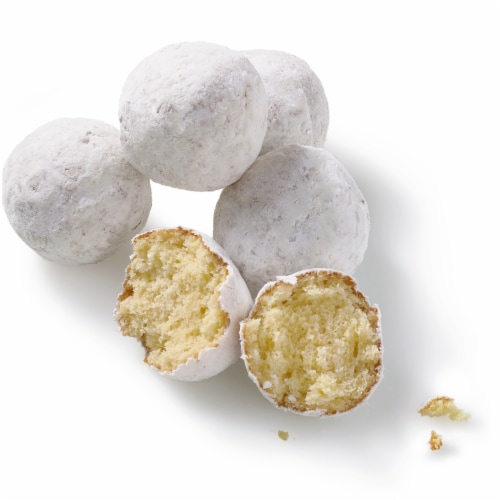 Bakery Fresh Goodness White Powder Donut Holes Perspective: left
