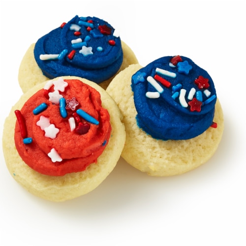 Bakery Fresh Patriotic Vanilla Mini Frosted Sugar Cookies Perspective: left