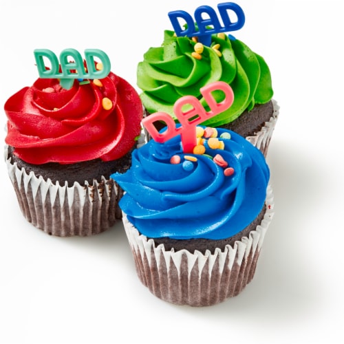 Bakery Fresh Father's Day Chocolate Cupcakes with Buttercream Icing Perspective: left