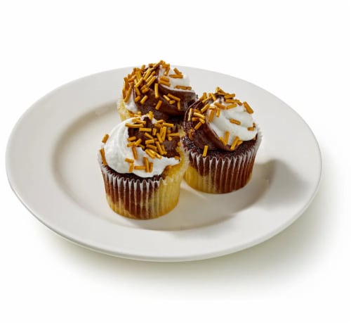 Bakery Fresh Graduation Chocolate & Vanilla Marbled Mini Cupcakes Perspective: left