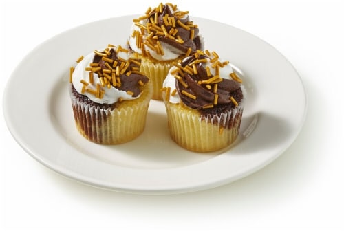 Bakery Fresh Graduation Mini Chocolate and Vanilla Swirl Cupcakes Perspective: left