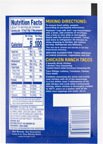 Kroger® Ranch Salad Dressing & Seasoning Mix Packet Perspective: left