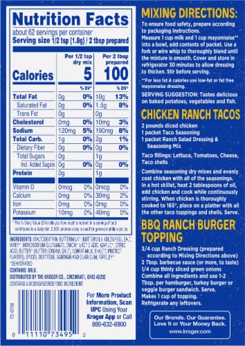 Kroger® Ranch Salad Dressing & Seasoning Mix Packet Perspective: left