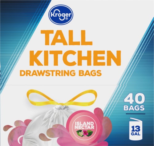 Kroger® Island Nectar Scented 13 Gallon Tall Kitchen Drawstring Trash Bags Perspective: left