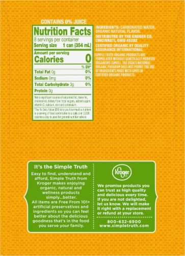 Simple Truth Organic Pineapple Flavored Seltzer Water Cans Perspective: left