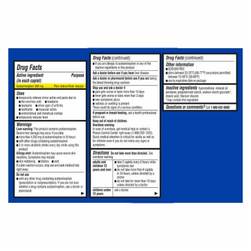 Kroger® Extra Strength Acetaminophen Pain Relief Caplets 500mg Perspective: left