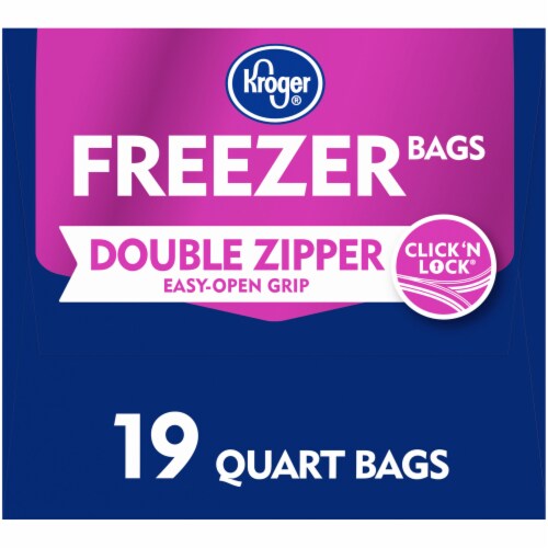 Kroger® Double Zipper Click 'N Lock Quart Freezer Bags Perspective: left
