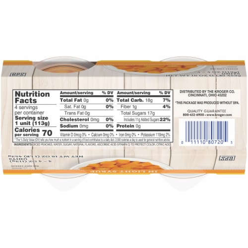 Kroger® Yellow Cling Diced Peach Cups in Light Syrup Perspective: left