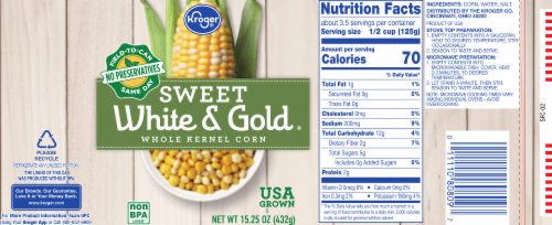 Kroger® Sweet White & Gold Whole Kernel Corn Perspective: left