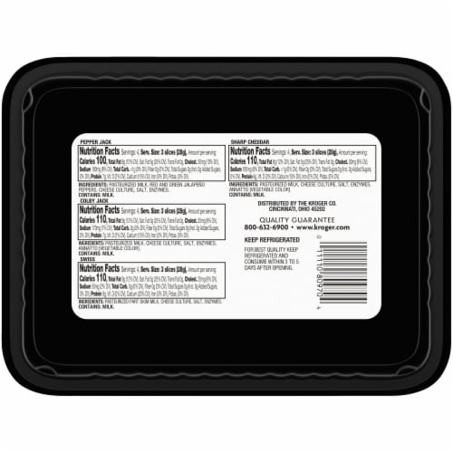 Kroger® Sharp Cheddar Swiss Colby Jack Pepper Jack Cracker Cuts Party Tray Sliced Cheese Perspective: left