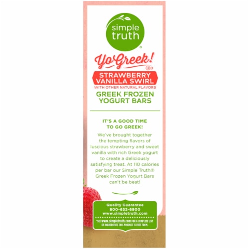 Simple Truth® Yo Greek! Strawberry Vanilla Swirl Frozen Greek Yogurt Bars Perspective: left