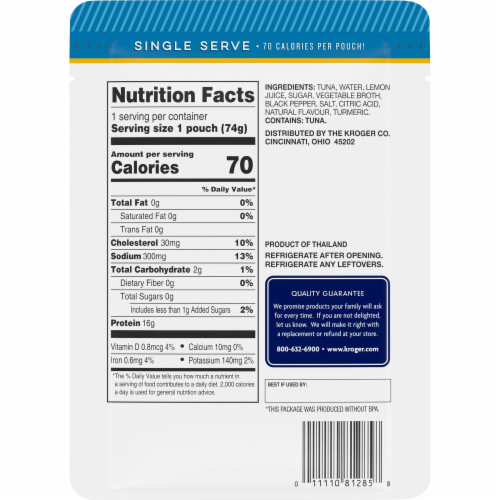 Kroger® Wild Caught Lemon Pepper Flavored Tuna Pouch Perspective: left