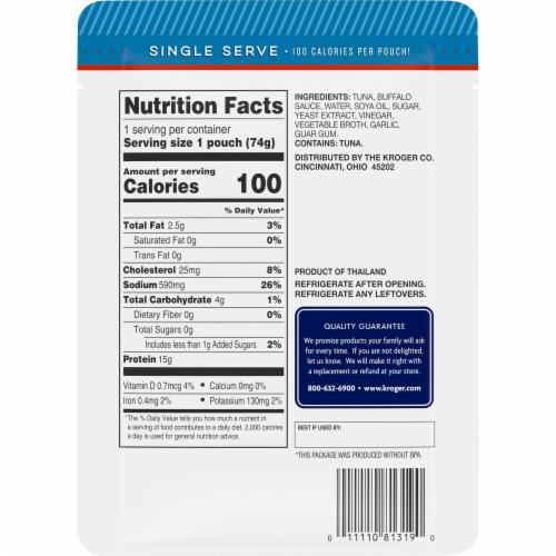 Kroger® Wild Caught Buffalo Flavored Tuna Pouch Perspective: left