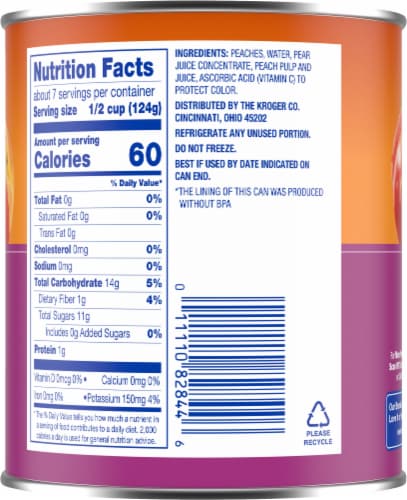 Kroger® Yellow Cling Sliced Peaches in 100% Fruit Juice Perspective: left