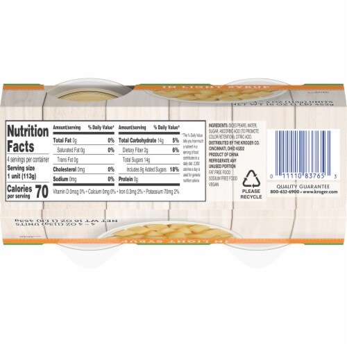 Kroger® Diced Pear Cups in Light Syrup Perspective: left