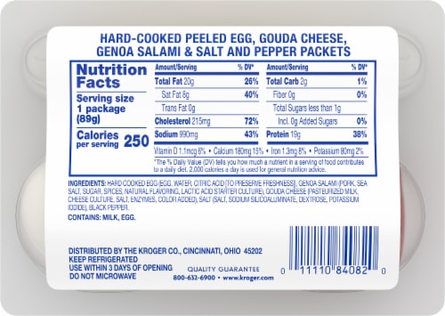 Kroger® Peeled Egg Gouda & Genoa Salami Protein Snack Medley Perspective: left
