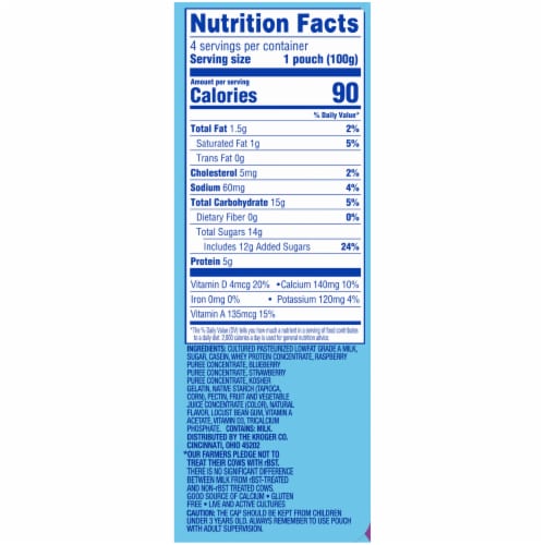 Kroger® Low Fat Mixed Berry Yogurt Pouches Perspective: left